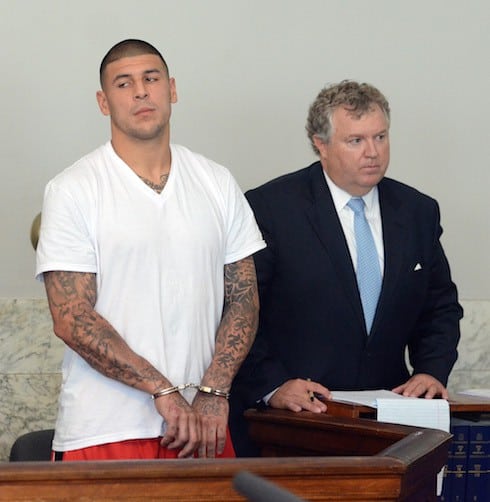 Aaron Hernandez is arraigned in Attleboro District Court, Wednesday, June 26, 2013