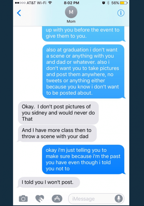 Tamra and Sidney Text Messages