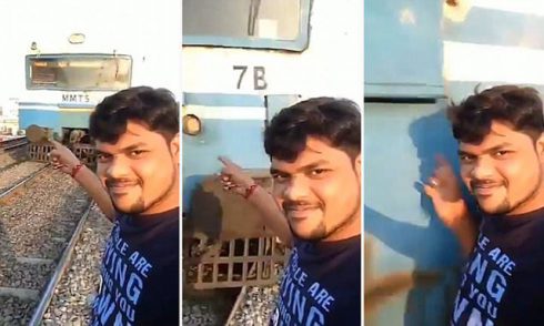 Selfie train accident