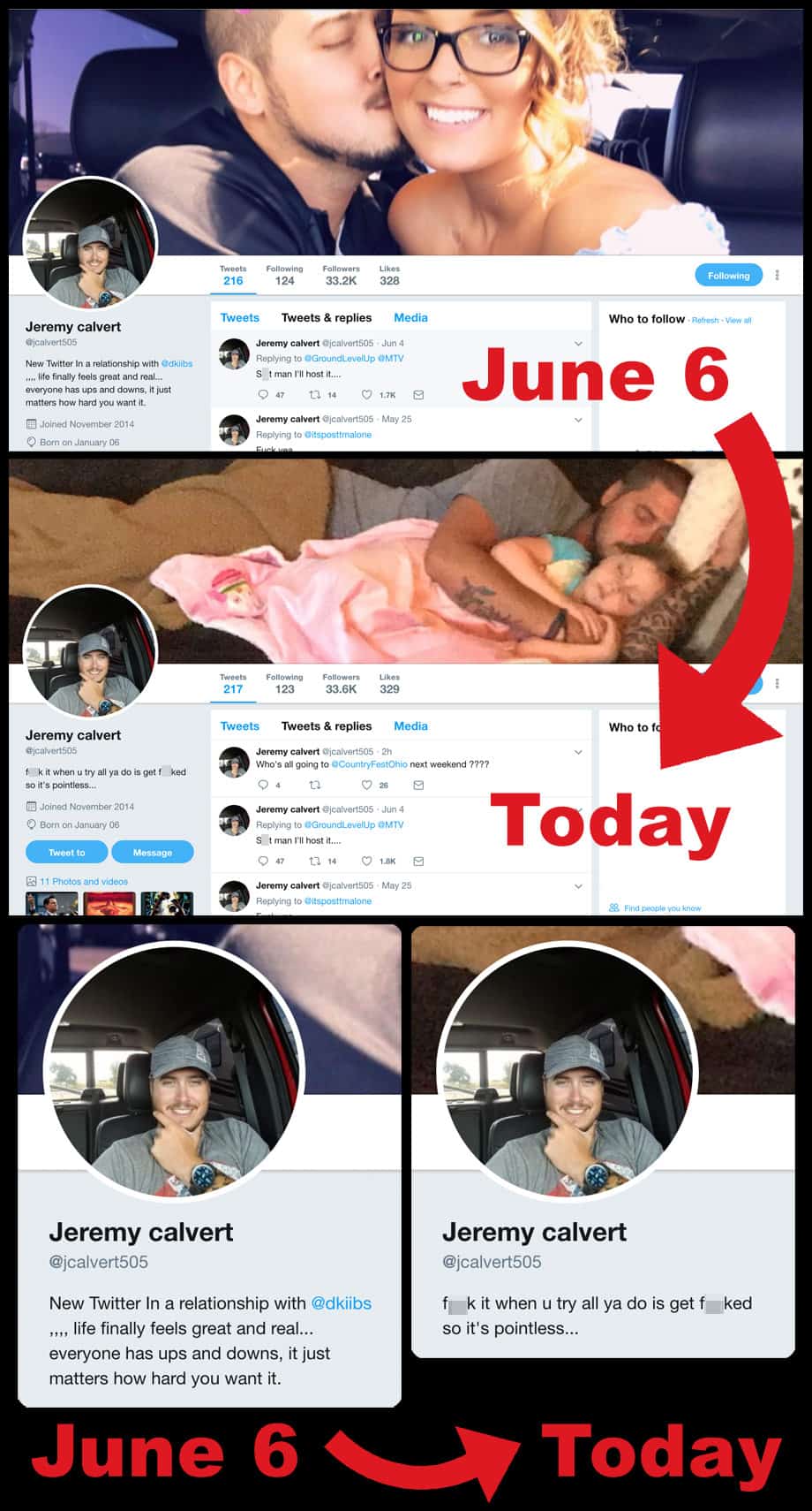 Teen Mom 2 Jeremy Calvert Twitter before after break up with girlfriend Desi Kibler