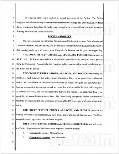 Colt and Larissa final divorce documents page 4