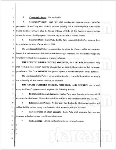 Colt and Larissa final divorce documents page 5