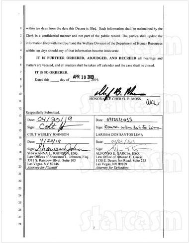 Colt and Larissa final divorce documents page 7