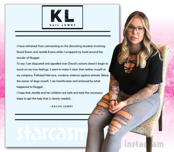 Teen Mom 2 Kail Lowry responds to David Eason shooting and killing Jenelle's French bulldog Nugget