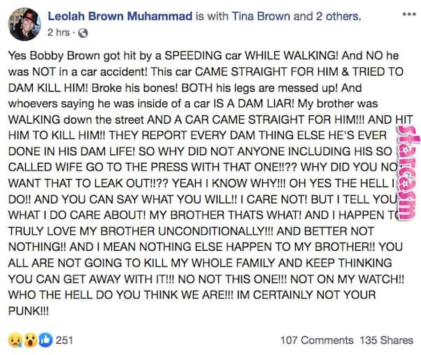 Did Bobby Brown get hit by a car 2