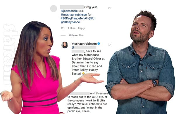 Shaun Robinson Joel McHale 90 Day Fiance Tell All host feud