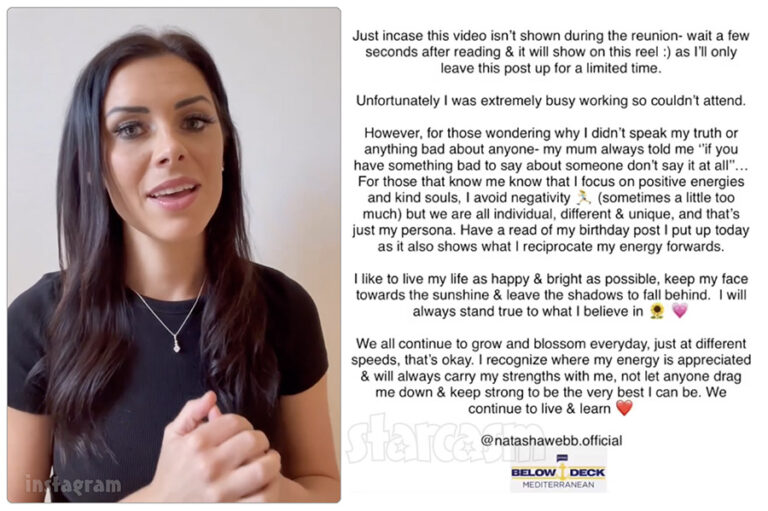 Chief Stew Natasha Webb Below Deck Med Season 7 Reunion statement
