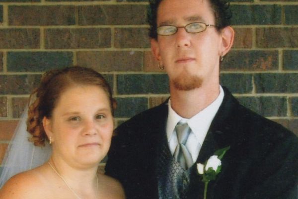 Larry Harris and Marla on their wedding day