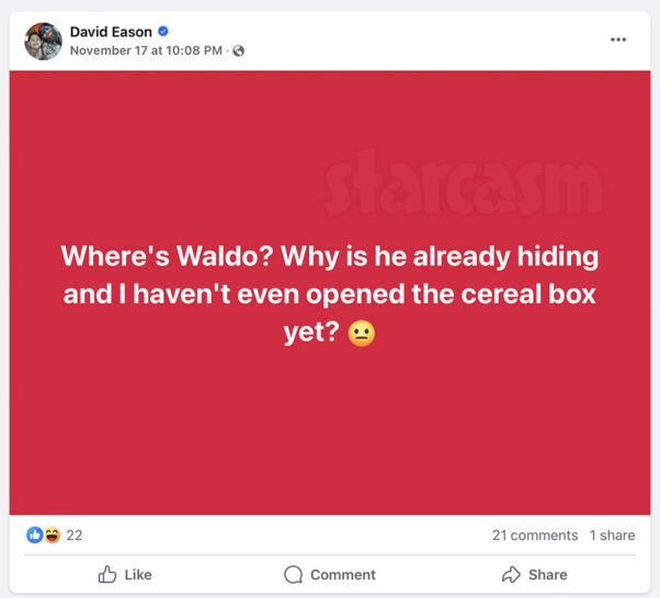 David Eason Waldo post on Facebook