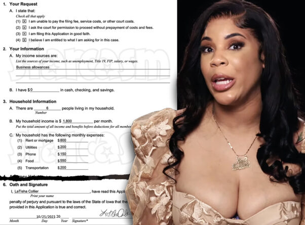 Love During Lockup LaTisha Collier eviction document with income statement