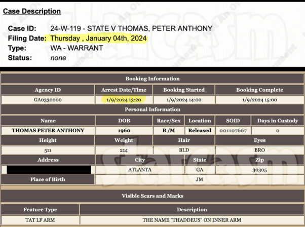 Peter Thomas 2024 arrest details
