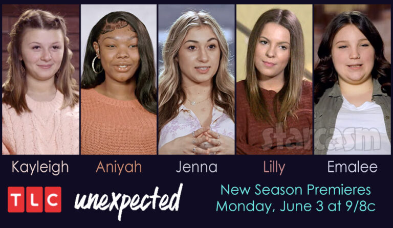 TLC Unexpected Season 6 cast all the moms Kayleigh, Aniyah, Jenna, Lilly, and Emalee