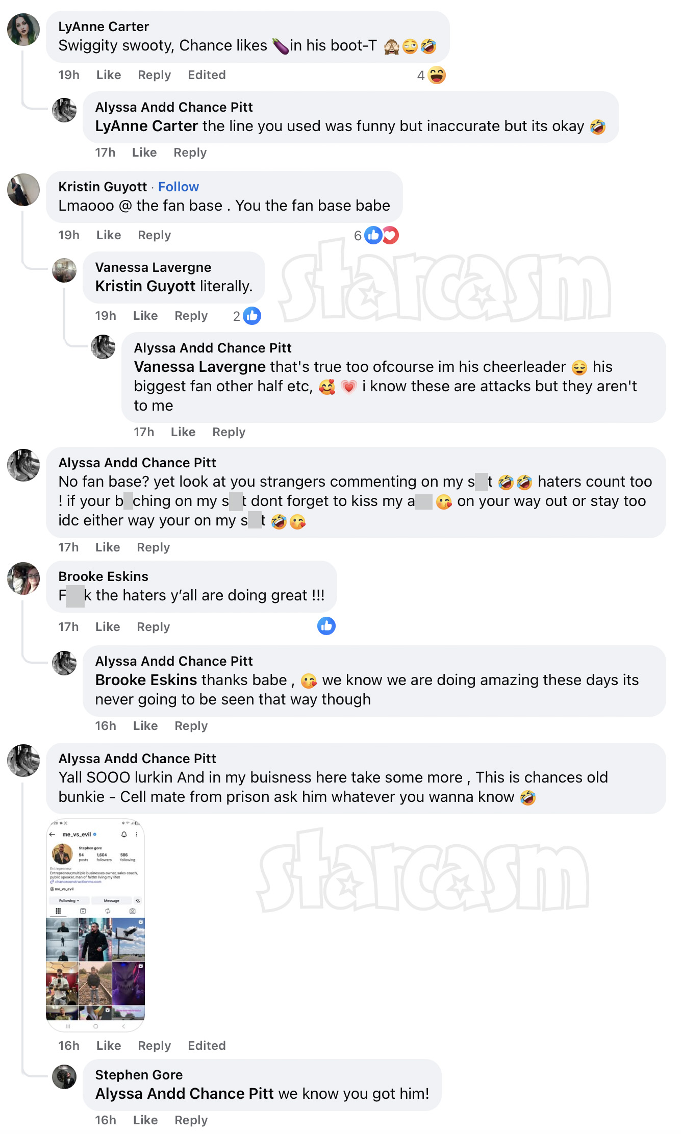 Love After Lockup Chance Pitt's girlfriend Alyssa's Facebook comments Part Three