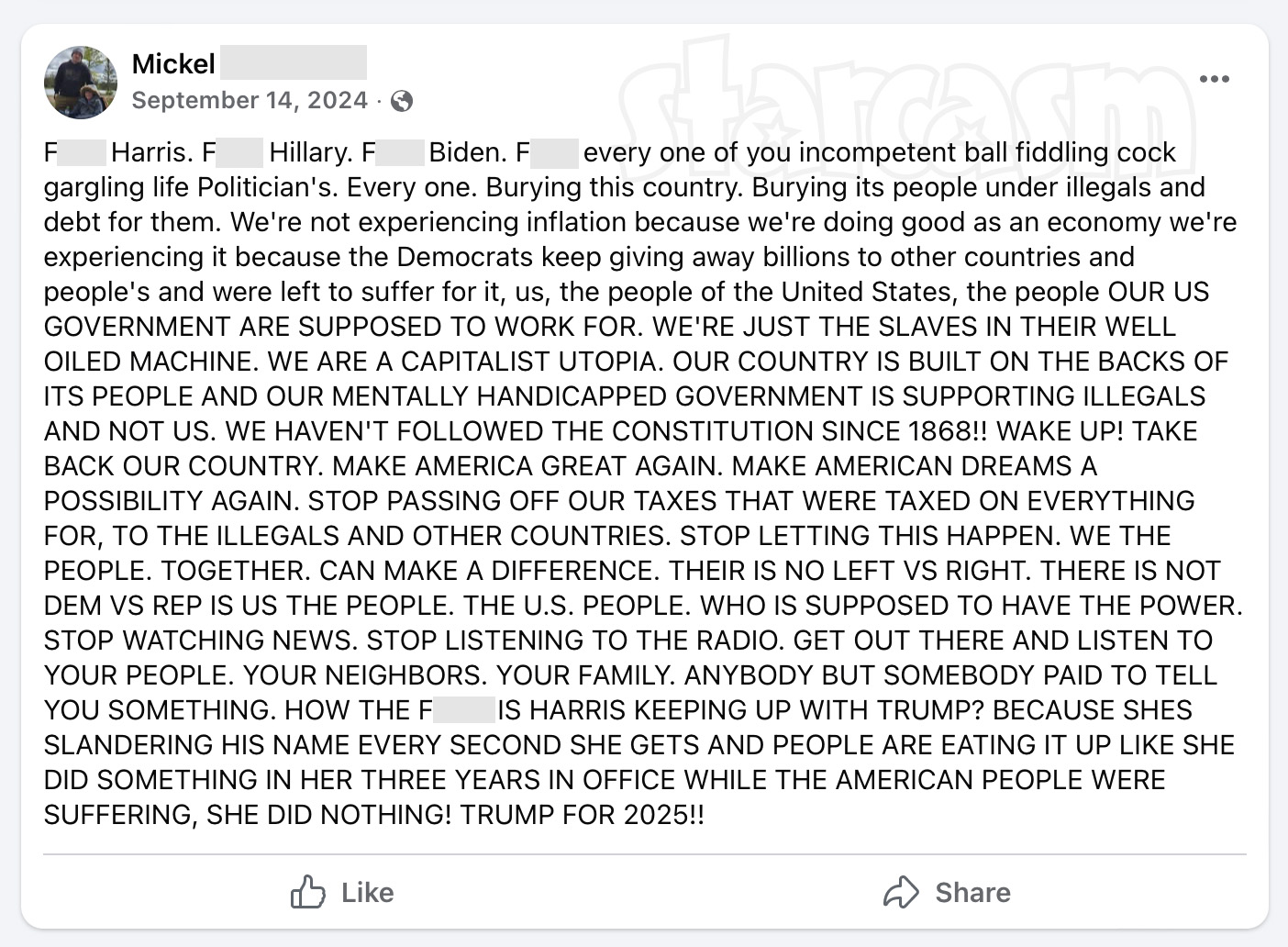90 Day Fiancé The Other Way Kimberly Rochelle's boyfriend Mickel's Facebook post supporting Donald Trump