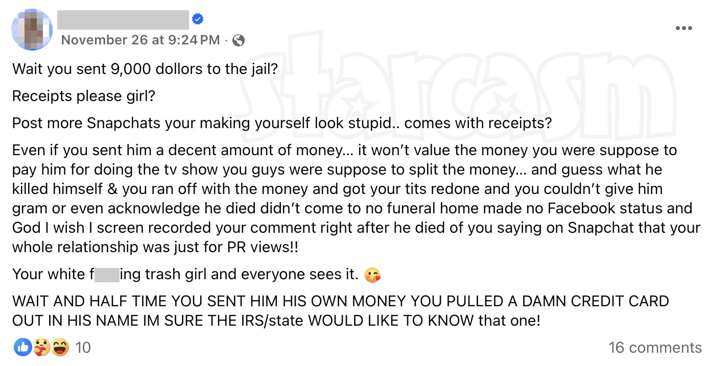 Love During Lockup Justin's friend seems to blame Emily for his passing on Facebook Part 2