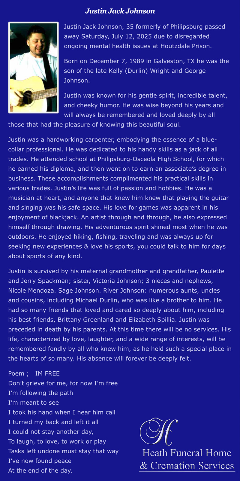 Love During Lockup Justin Johnson obituary