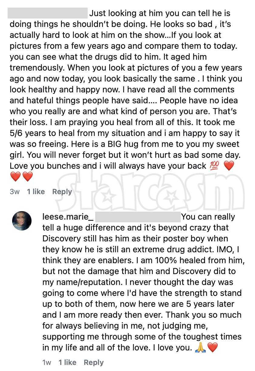 Leese Arie comments on ex Rick Ness's face on Instagram