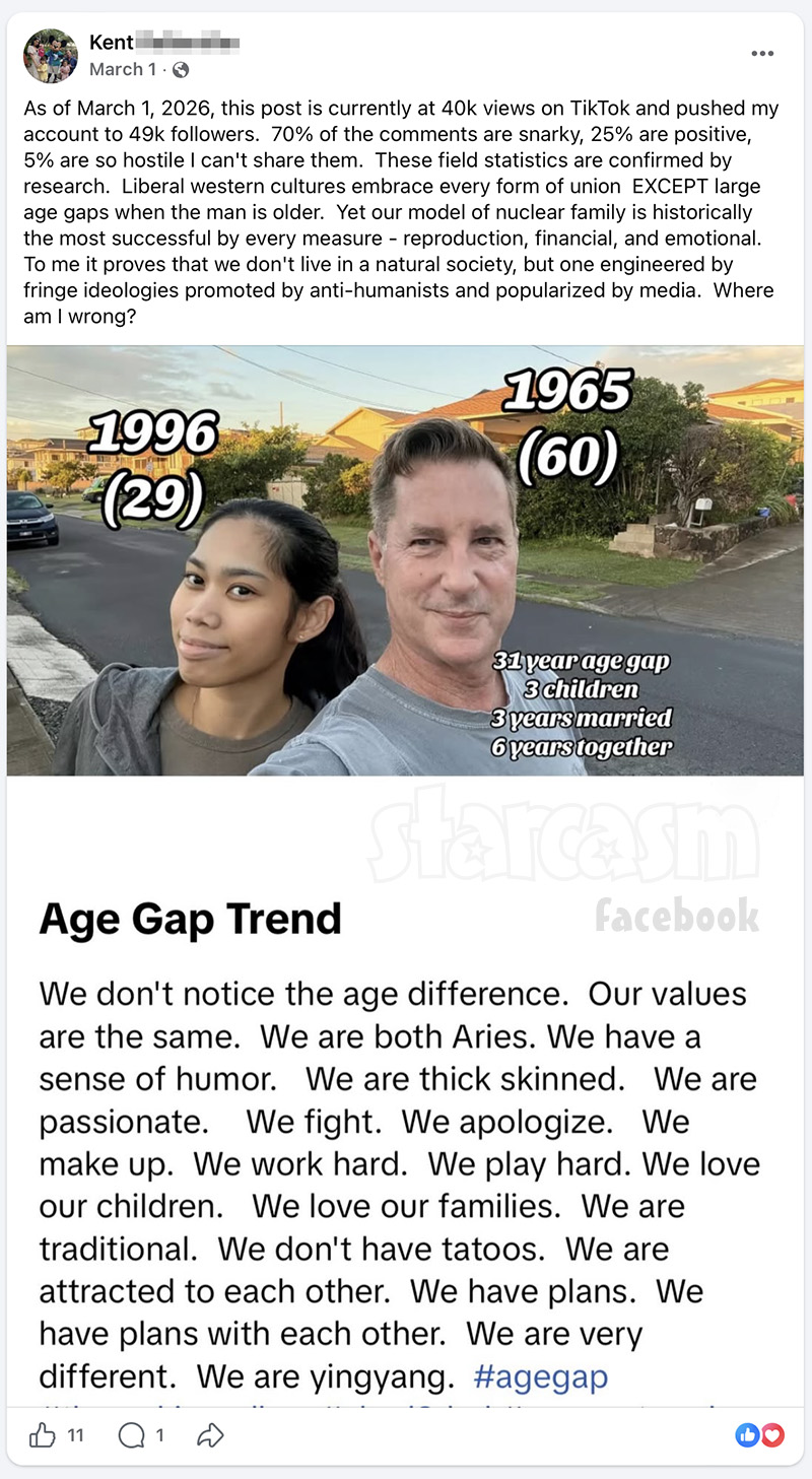Kent of Age Inappropriate argues that relationships where the man is much older are better.