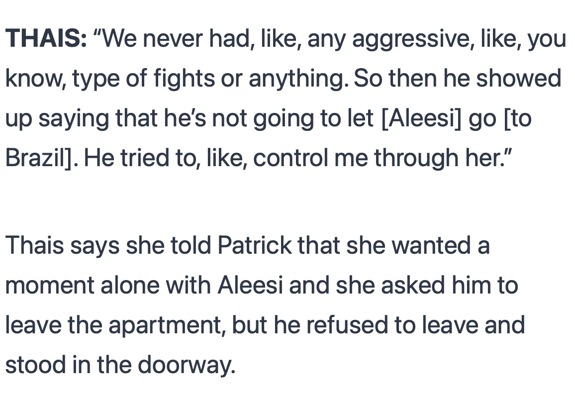 Thais Mendes quote from her battery arrest on May 22, 2026.