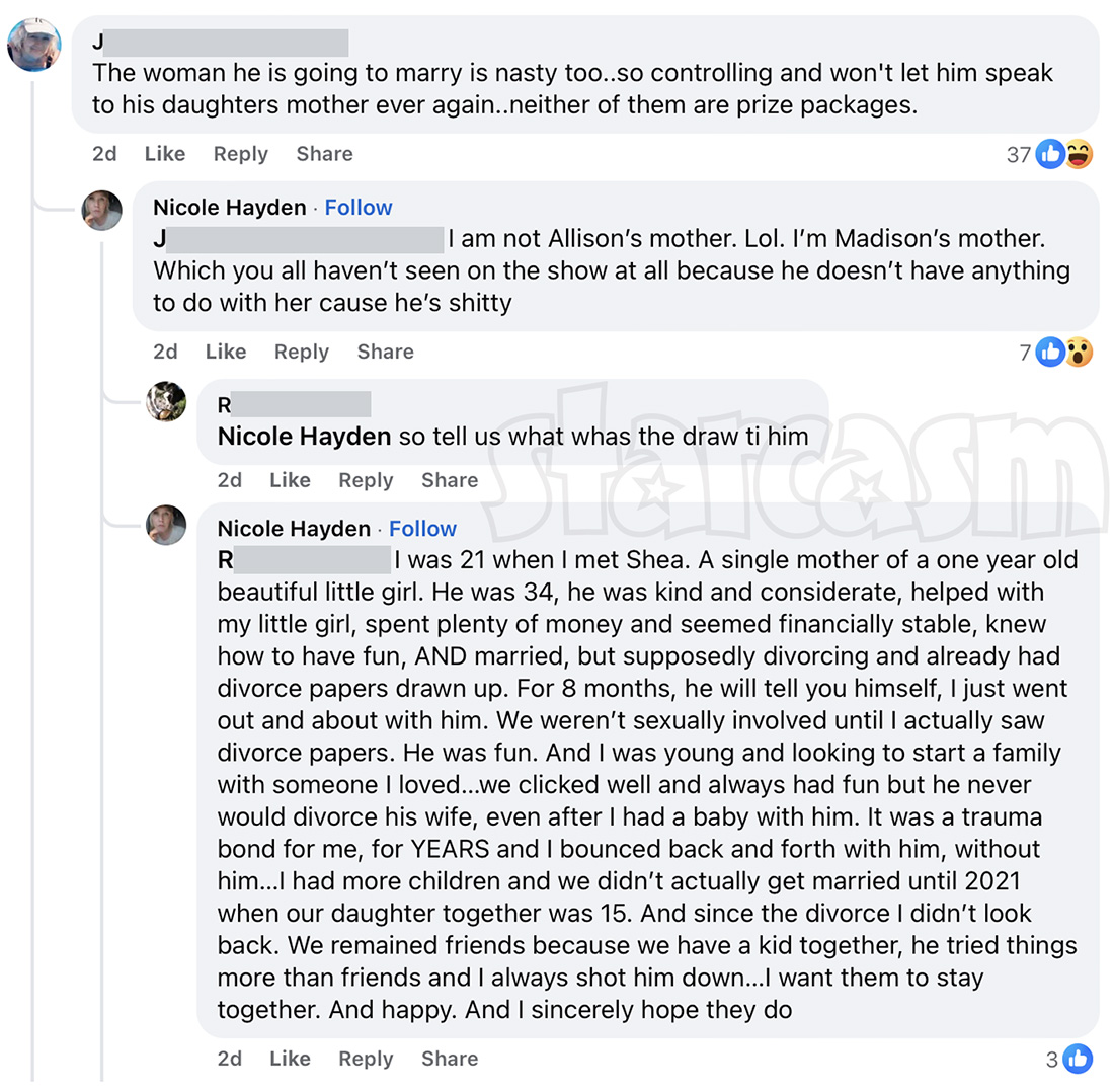 90 Day Fiancé star Shea McGuire's ex-wife Nicole Hayden says nasty things about him on Facebook.