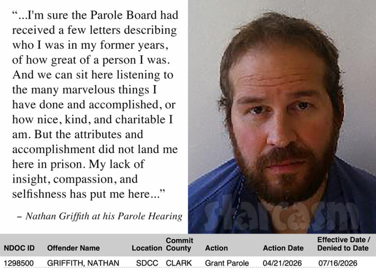 Nathan Griffith granted parole after parole hearing in April, 2026