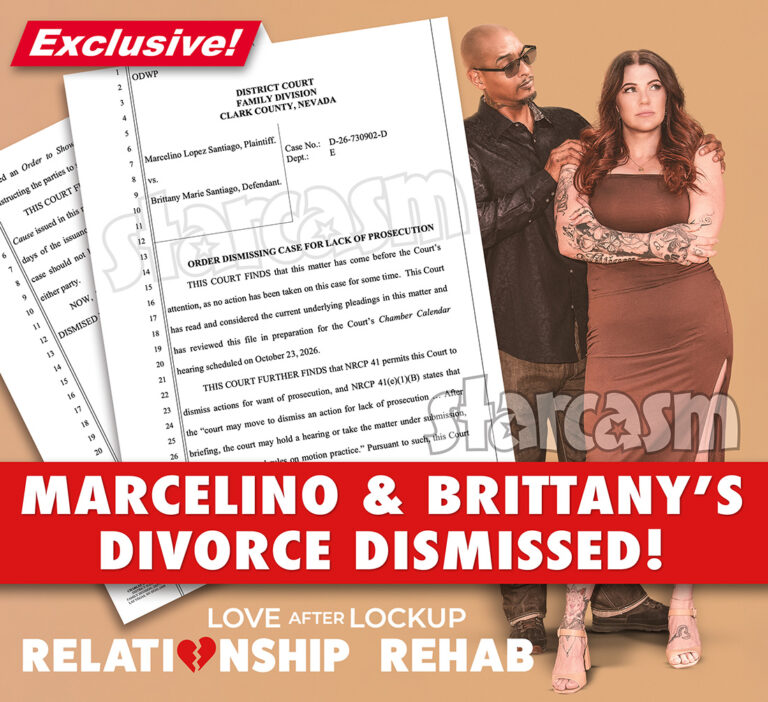 Starcasm exclusively reveals that Love After Lockup's Brittany and Marcelino Santiago's divorce was dismissed on October 22, 2026