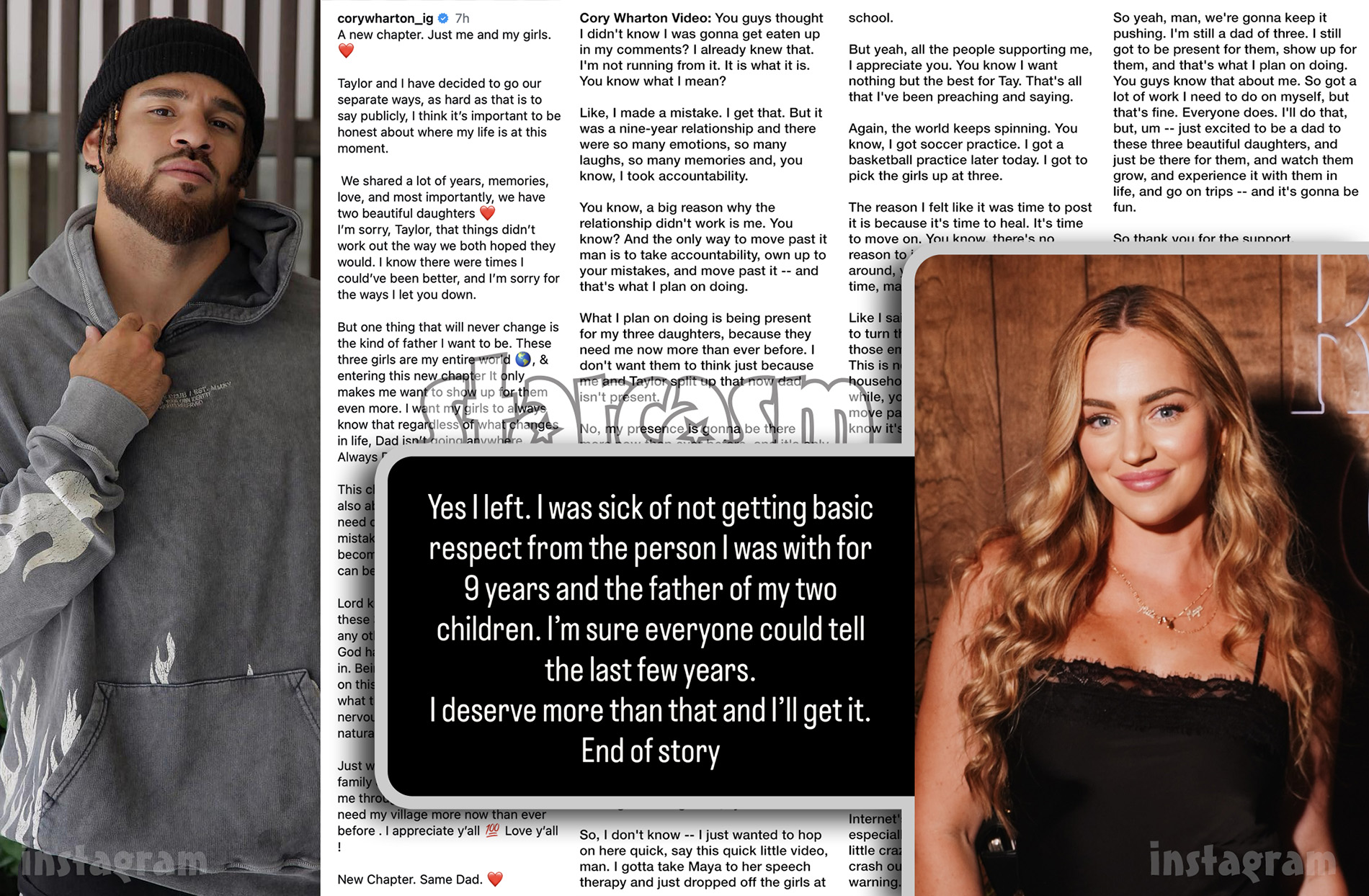 Cory Wharton and Taylor Selfridge confirm break up. Read their statements and read a transcript of Cory's video addressing his critics